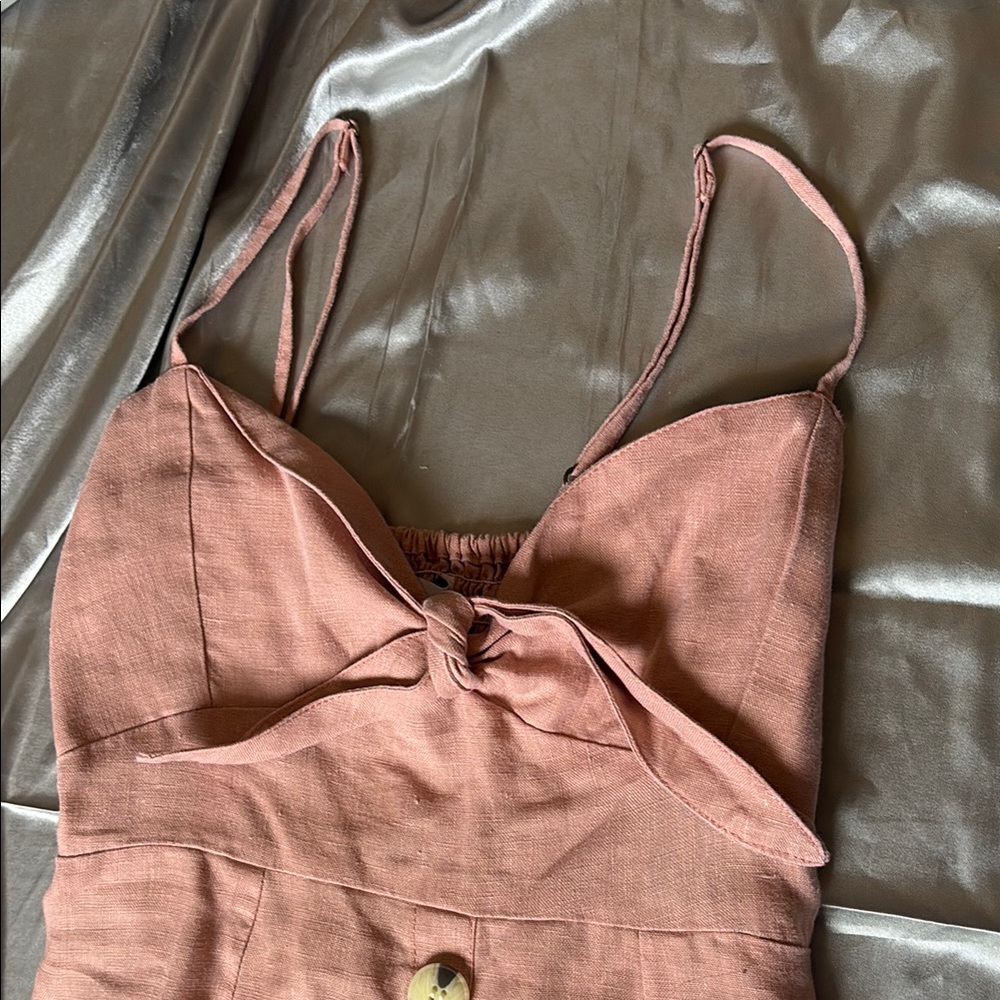 Faithful The Brand Knee Length Casual Pink Button-Down Dress - Picture 4 of 8